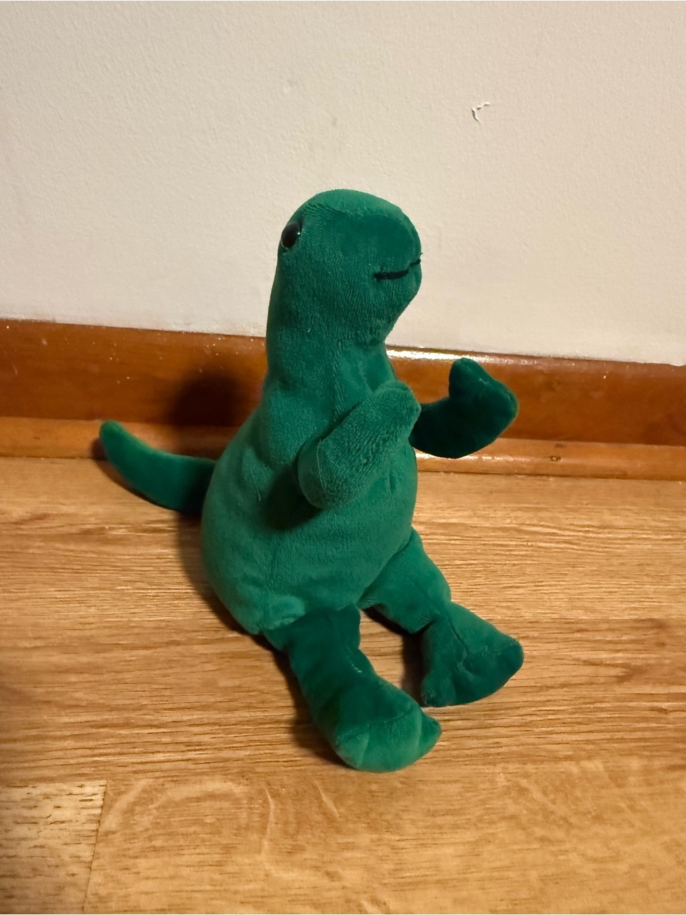 Vintage Cuddle Wit Plush Green Dinosaur Beanie Stuffed Animal 8 inch